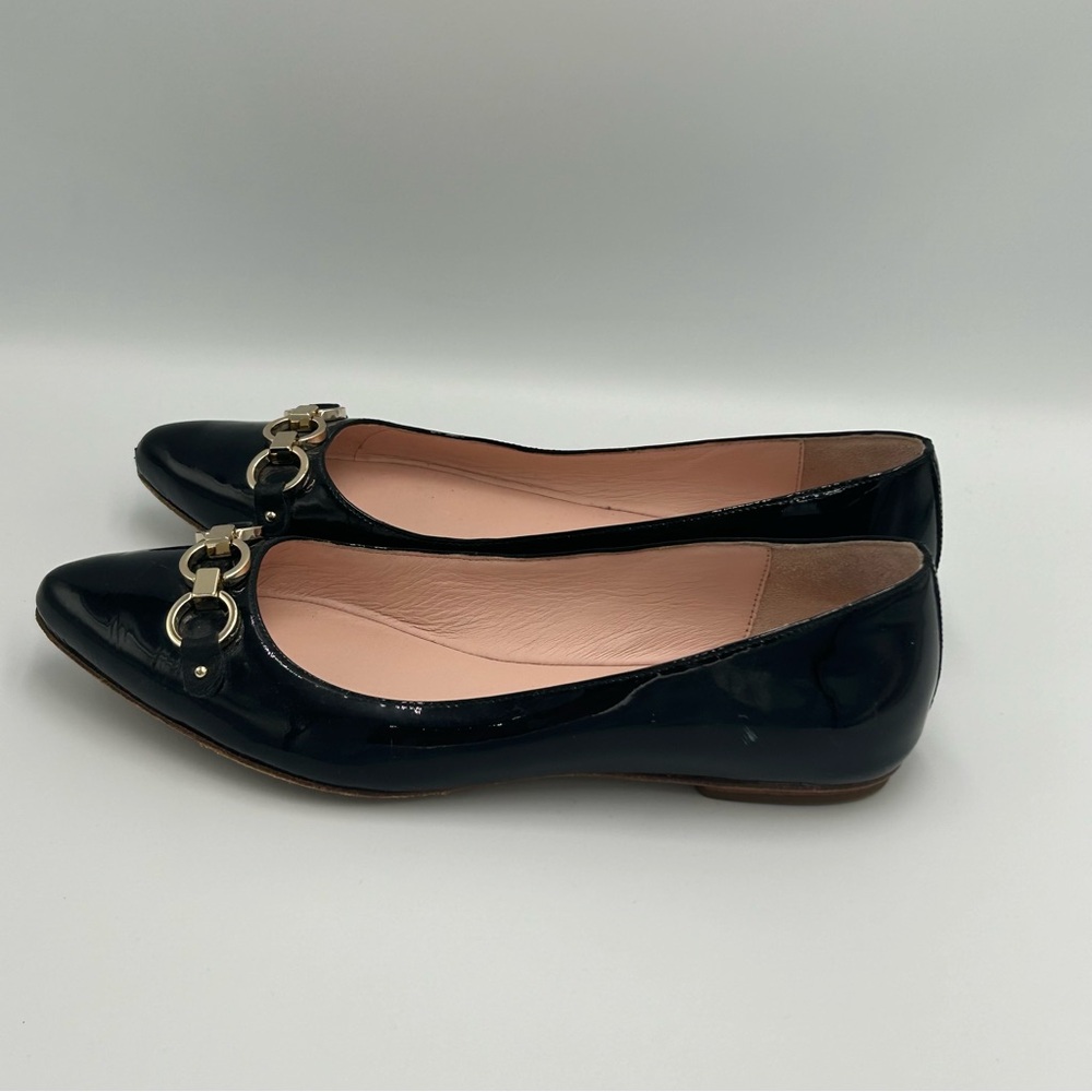 Kate Spade Black Patent Leather Ballet Shoes Sz 6.5 Gold Women’s - Picture 7 of 10